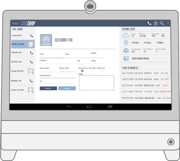 A Cisco DX80 showing a train ticket booking detail for a customer service user