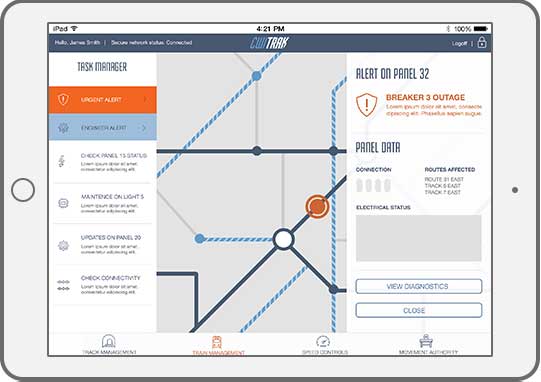 An iPad displaying an interface for an engineer