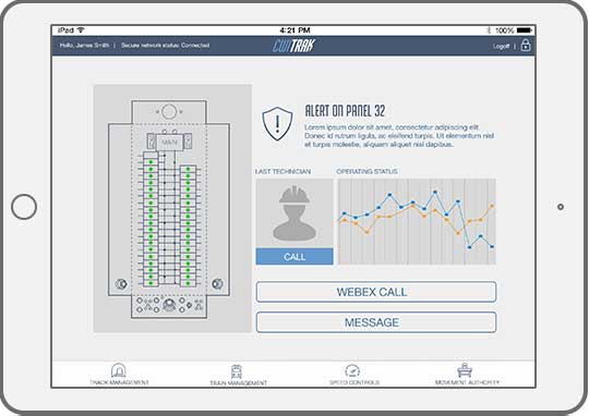An iPad displaying an interface for an engineer