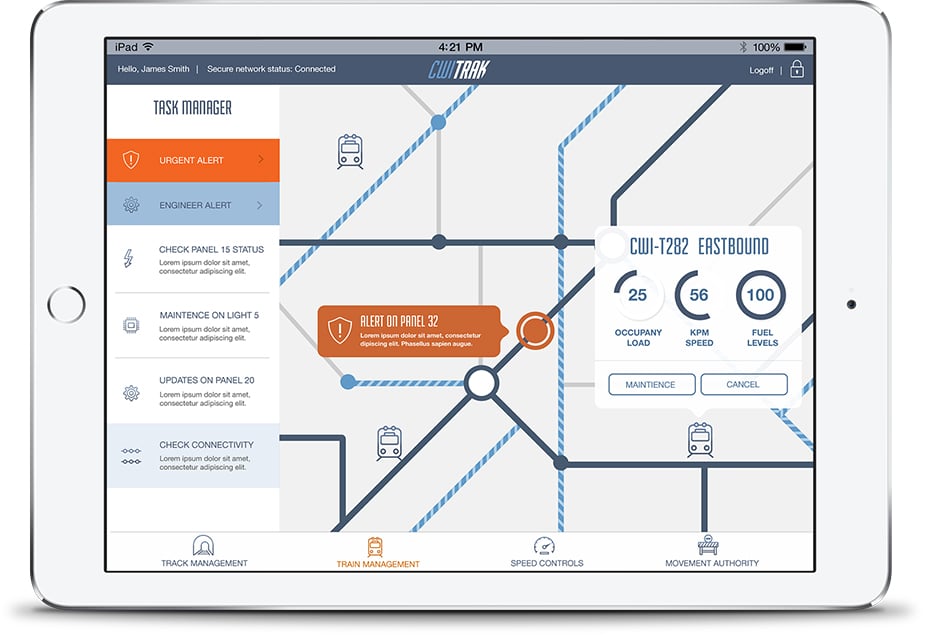 An iPad displaying an interface for an engineer