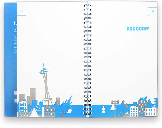 A spread featuring the Seattle Space Needle