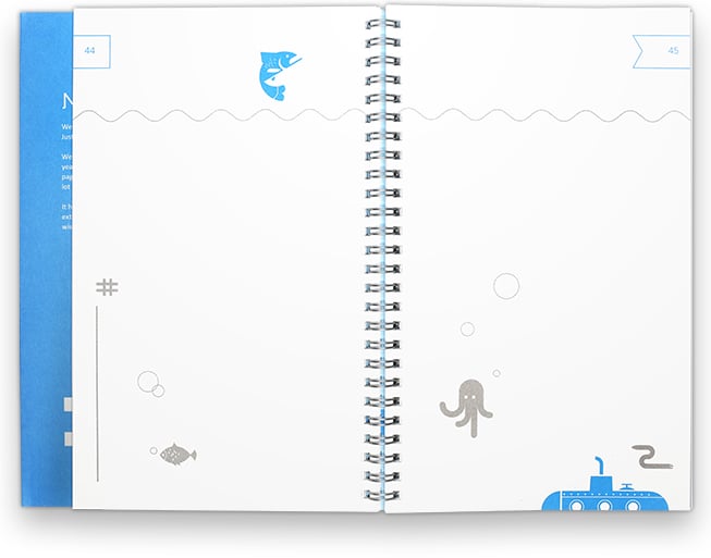 A spread featurinng ocean illustrations