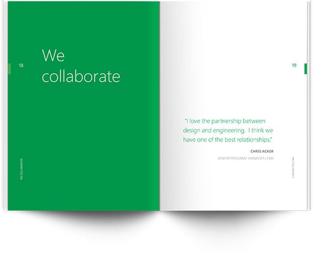 A spread showing a full page pull quote